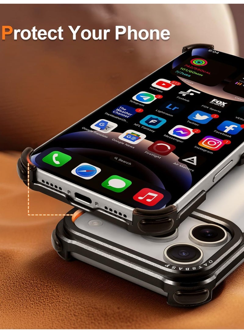 Oatsbasf for iPhone 17 Pro Max Case, No Back Design, Aluminum Metal Frame, 4 Corner Shockproof Protection, Black - Image 3