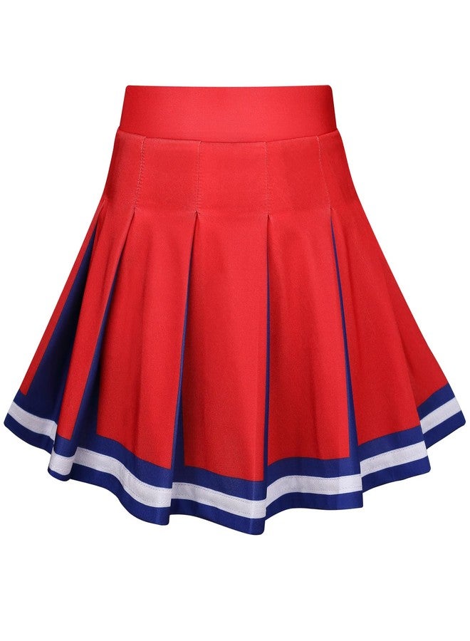 GRAJTCIN Girls Cheerleader Costume Kids Cheer Uniform Cheerleading Outfit Halloween Fancy Dress for 8-9 Years Pompoms(140, Red) - Image 4