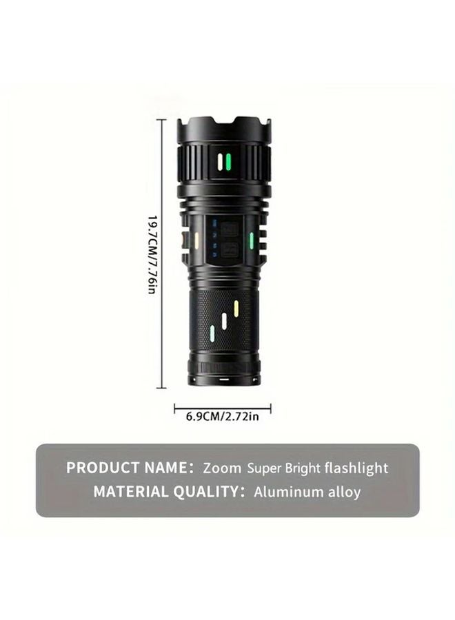 G401Y Tactical LED Flashlight With Telescopic Zoom Fast Charging Type C 4 Batteries Indicator For Outdoor Camping Hiking - Image 4