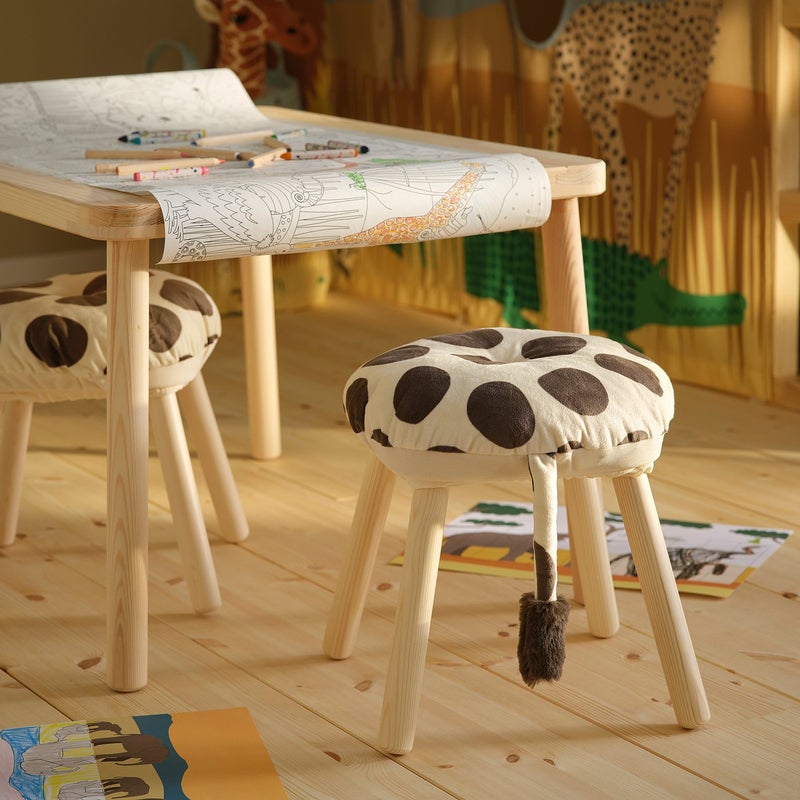 Baitique Padded Stool Cover, Beige-Brown Giraffe Pattern, Recycled Polyester, 38 cm - Image 3