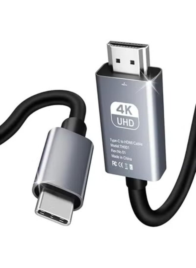 كابل USB-C إلى HDMI بدقة 4K عند 60Hz – بطول 2 متر – تصميم مضفر ومتين – متوافق مع ثاندربولت 3 و4 – توصيل وتشغيل فوري - Image 2