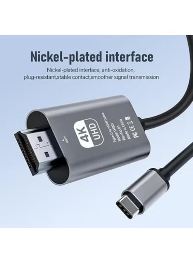 كابل USB-C إلى HDMI بدقة 4K عند 60Hz – بطول 2 متر – تصميم مضفر ومتين – متوافق مع ثاندربولت 3 و4 – توصيل وتشغيل فوري - Image 5