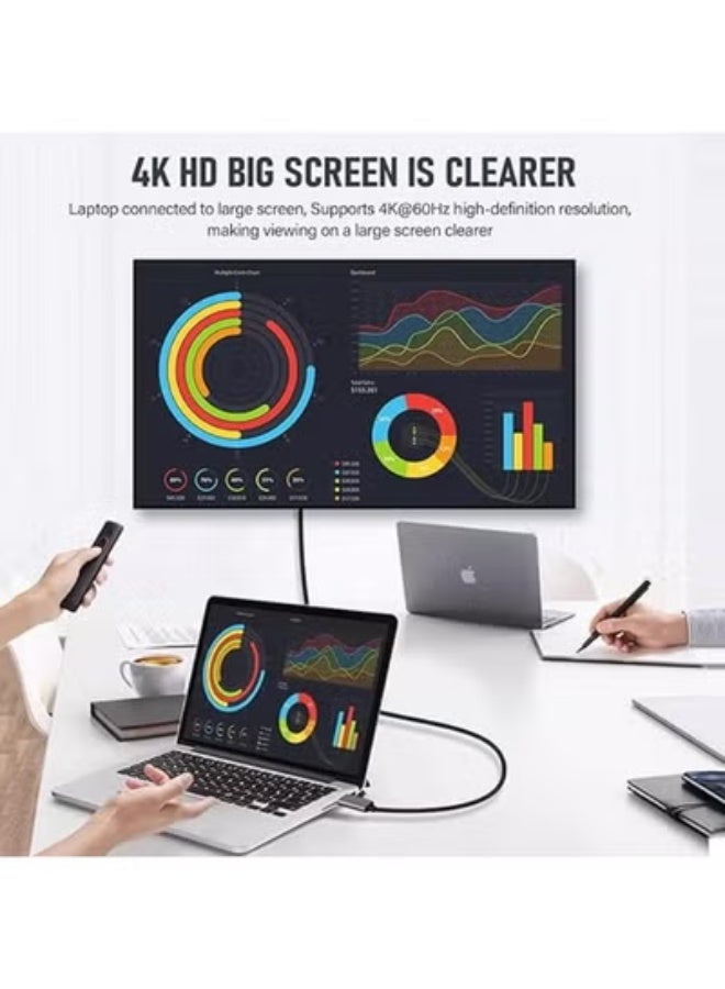 كابل USB-C إلى HDMI بدقة 4K عند 60Hz – بطول 2 متر – تصميم مضفر ومتين – متوافق مع ثاندربولت 3 و4 – توصيل وتشغيل فوري - Image 3