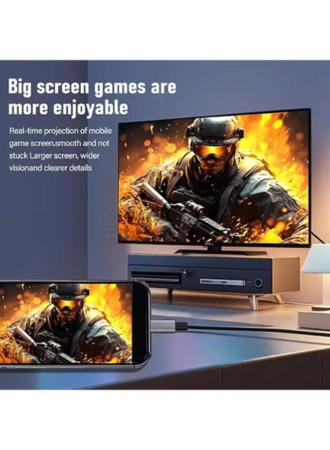 كابل USB-C إلى HDMI بدقة 4K عند 60Hz – بطول 2 متر – تصميم مضفر ومتين – متوافق مع ثاندربولت 3 و4 – توصيل وتشغيل فوري