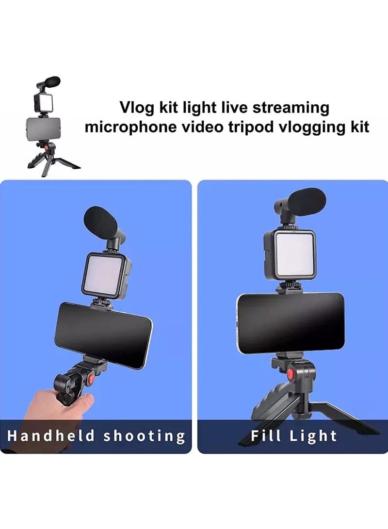 طقم تصوير فيديو للموبايل مع إضاءة LED وميكروفون وحامل ثلاثي وحامل هاتف لتصوير المحتوى - Image 3