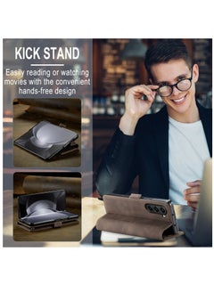 CaseMe CaseMe Samsung Galaxy Z Fold 5 Case Wallet, for Samsung Galaxy Z Fold 5 Wallet Case Book Folding Flip Folio Case with Magnetic Kickstand Card Slots Protective Cover - Coffee  - Image 3
