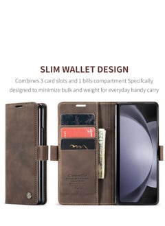 CaseMe CaseMe Samsung Galaxy Z Fold 5 Case Wallet, for Samsung Galaxy Z Fold 5 Wallet Case Book Folding Flip Folio Case with Magnetic Kickstand Card Slots Protective Cover - Coffee  - Image 4