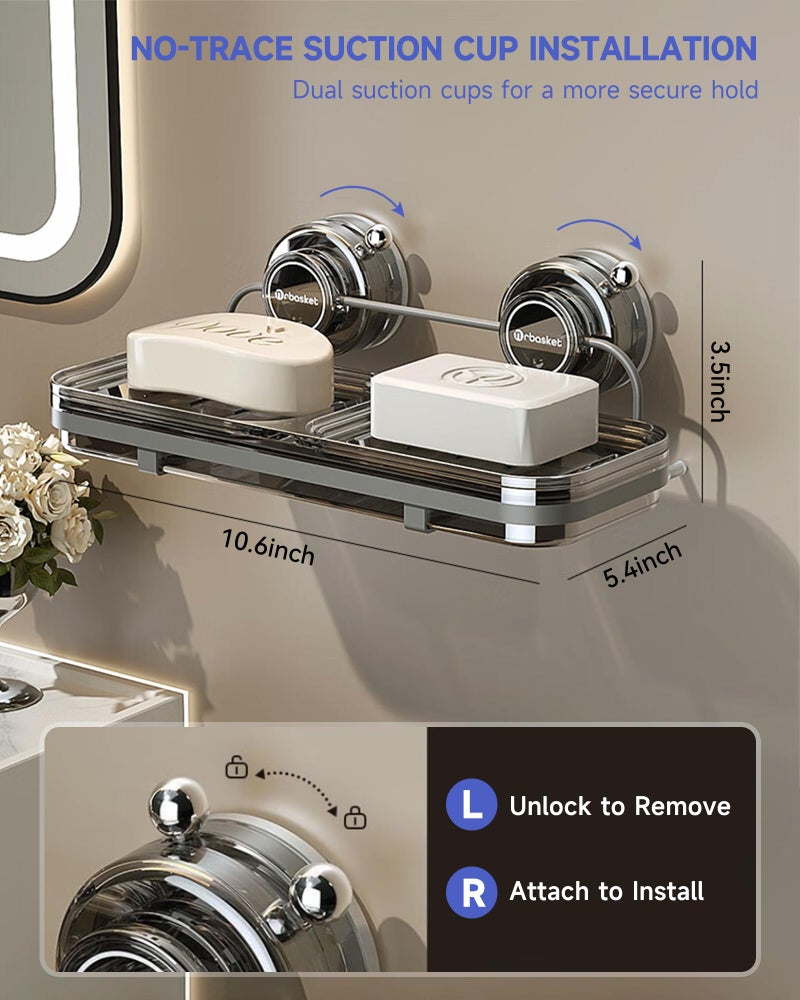 PEISAINOX Soap Dish for Shower Suction Cup Wall Soap Bar Holder Self Draining NO-Drilling Removable Sponge Holder for Bathroom Bathtub Kitchen Sink Waterproof Strong Vacuum Suction Adhesion - Image 3