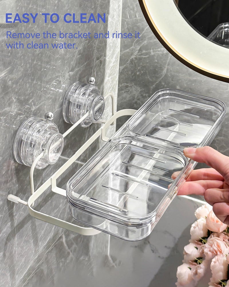 PEISAINOX Soap Dish for Shower Suction Cup Wall Soap Bar Holder Self Draining NO-Drilling Removable Sponge Holder for Bathroom Bathtub Kitchen Sink Waterproof Strong Vacuum Suction Adhesion - Image 5