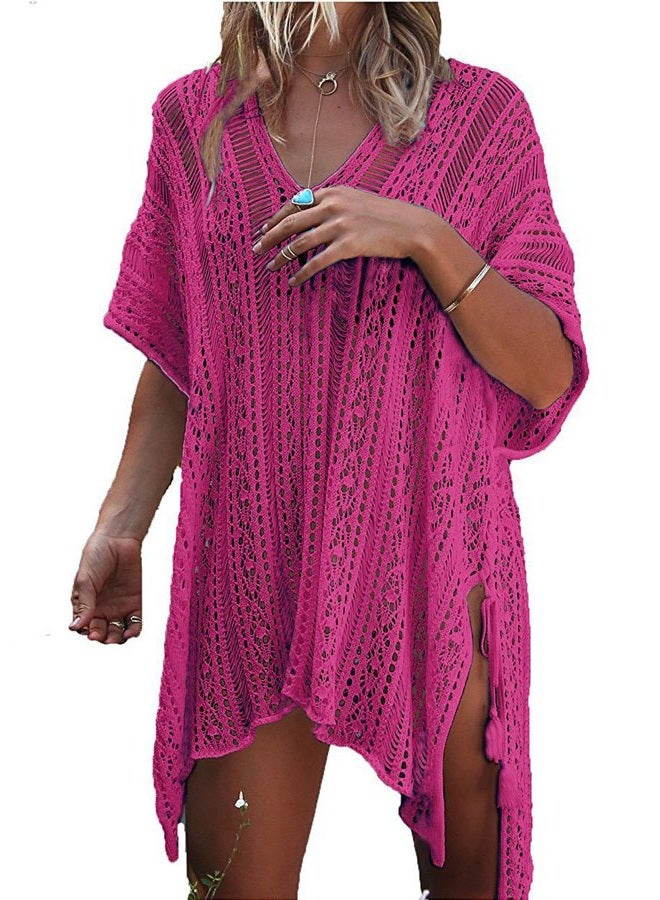 HARHAY Women's Summer Swimsuit Bikini 2023 Beach Swimwear Crochet Cover up, 01 Rose Red, One size - Image 1