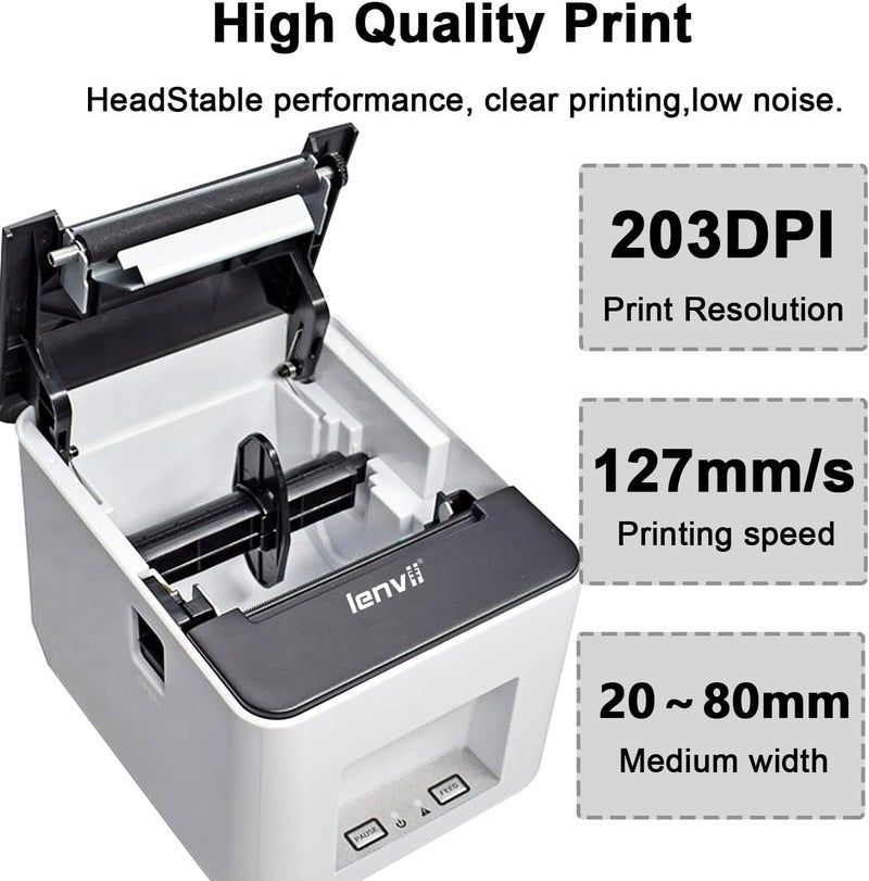 LENVII LV-R388 Barcode Printer | 2"/3" Thermal Label Maker (80mm) - 203DPI Wired-Only USB | Thermal Label Inkless Printer | Windows/Mac Compatible | Ideal for Souq/Noon Sellers & Saudi Post - Image 3