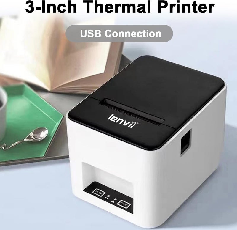 LENVII LV-R388 Barcode Printer | 2"/3" Thermal Label Maker (80mm) - 203DPI Wired-Only USB | Thermal Label Inkless Printer | Windows/Mac Compatible | Ideal for Souq/Noon Sellers & Saudi Post - Image 4