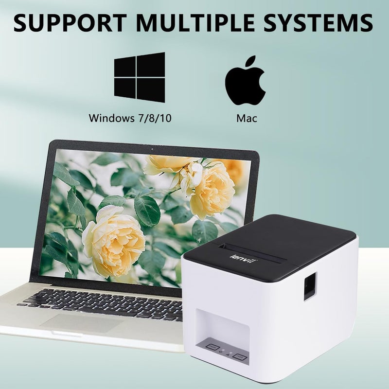 LENVII LV-R388 Barcode Printer | 2"/3" Thermal Label Maker (80mm) - 203DPI Wired-Only USB | Thermal Label Inkless Printer | Windows/Mac Compatible | Ideal for Souq/Noon Sellers & Saudi Post - Image 2