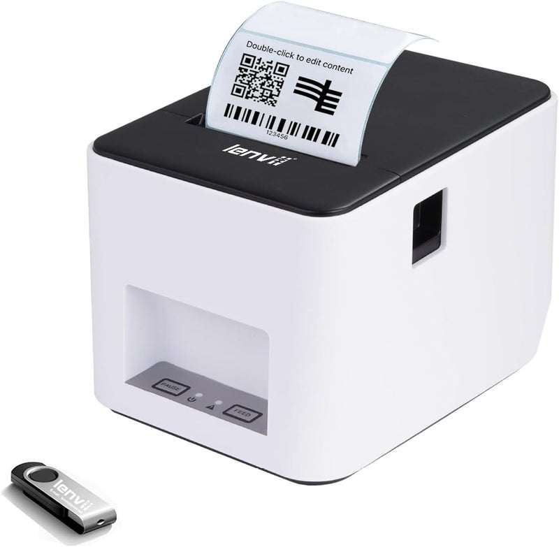 LENVII LV-R388 Barcode Printer | 2"/3" Thermal Label Maker (80mm) - 203DPI Wired-Only USB | Thermal Label Inkless Printer | Windows/Mac Compatible | Ideal for Souq/Noon Sellers & Saudi Post - Image 1