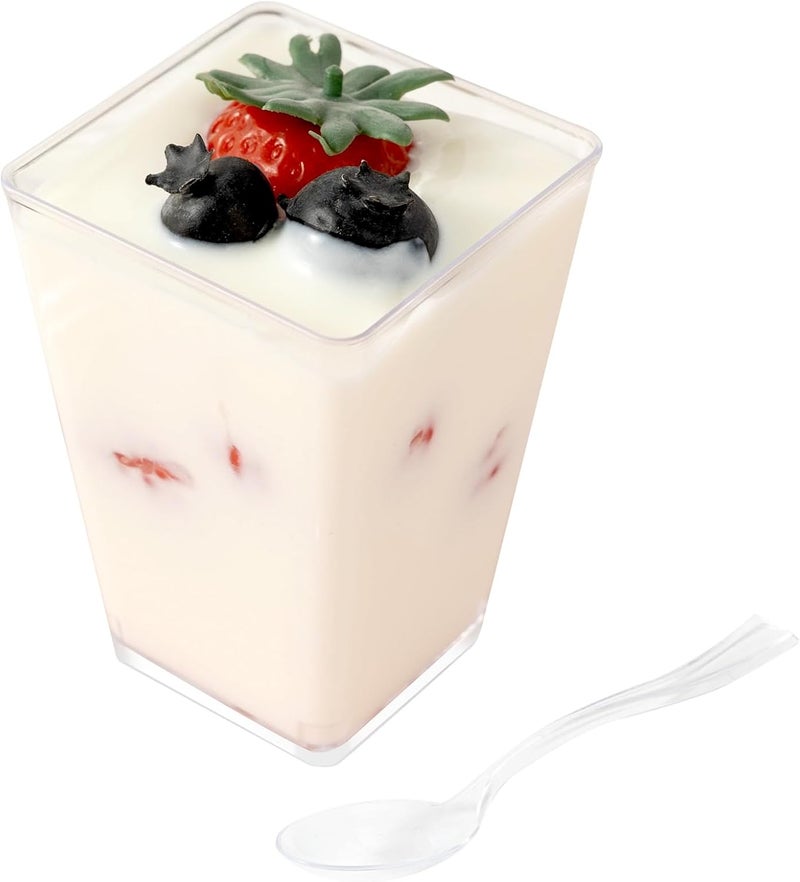 HOMIP 60Pack 5oz Plastic Dessert Cups with Spoons No Lids  Ideal for Yogurt Parfaits Pudding Fruit Ice Cream  Party Desserts  Perfect for Events  Gatherings - Image 1