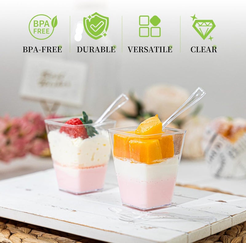 HOMIP 60Pack 5oz Plastic Dessert Cups with Spoons No Lids  Ideal for Yogurt Parfaits Pudding Fruit Ice Cream  Party Desserts  Perfect for Events  Gatherings - Image 4