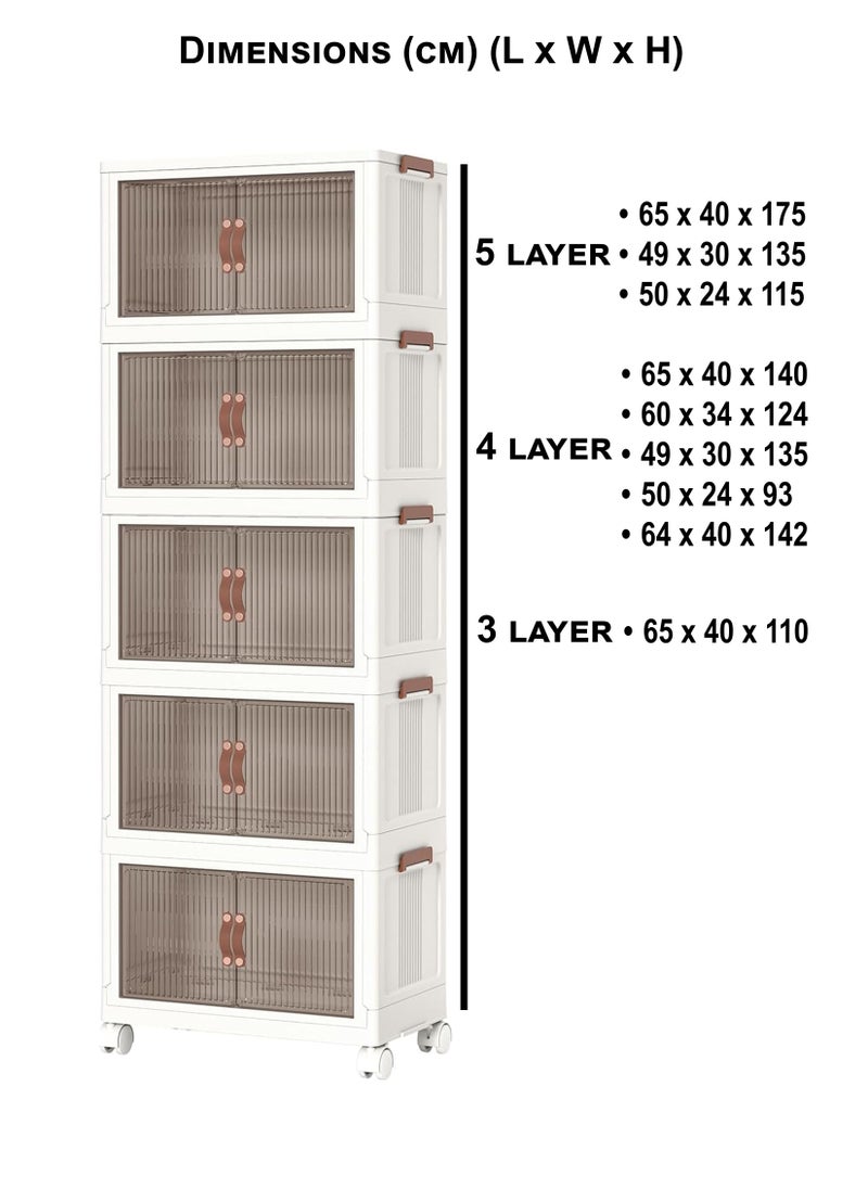 Collapsible Storage Rack Cabinet – Foldable Multi-Layer Shelf Organizer with Wheels, Transparent Doors, Heavy-Duty Storage Cupboard for Home, Kitchen, Office, Bedroom, Bathroom, Wardrobe, Closet, Display Shelf Almira – Available in 3, 4 & 5 Layers with Multiple Sizes - pzsku/Z80D353BE63E70B6C06FCZ/45/_/1740235305/c6672f9e-2930-4c0e-a52d-71b1dc7a3a2f