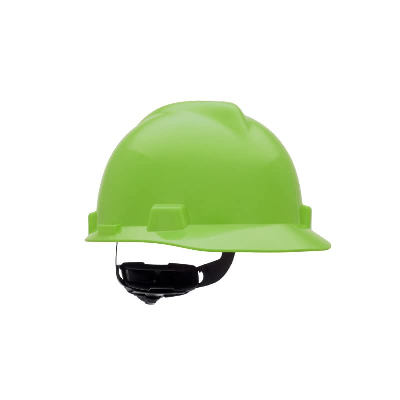 MSA 815565 V-Gard Cap Style Safety Hard Hat With Fas-Trac III Ratchet Suspension | Polyethylene Shell, Superior Impact Protection, Self Adjusting Crown Straps - Standard Size in Bright Lime Green - Image 4