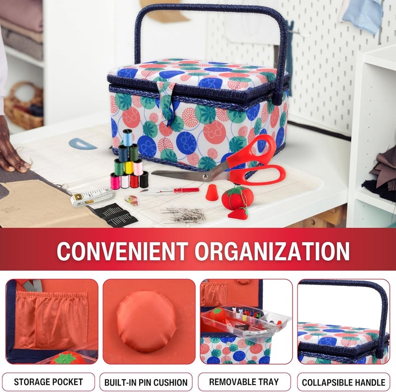 SINGER سلة خياطة 07230 مع مجموعة خياطة، إبر، خيط، دبابيس، مقص، وملحقات، فلورنسا - Image 2