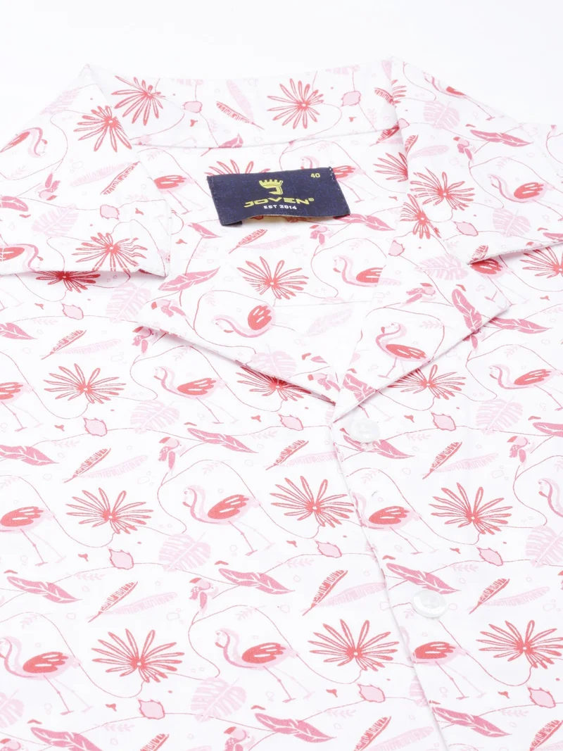 Joven  White Printed Camp Collar Casual Shirt for Men for Men | Best Price UAE