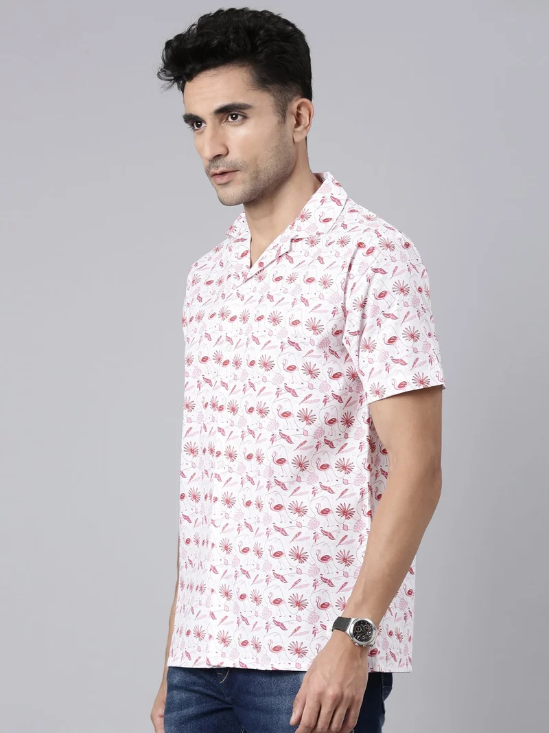 Joven  White Printed Camp Collar Casual Shirt for Men for Men | Best Price UAE