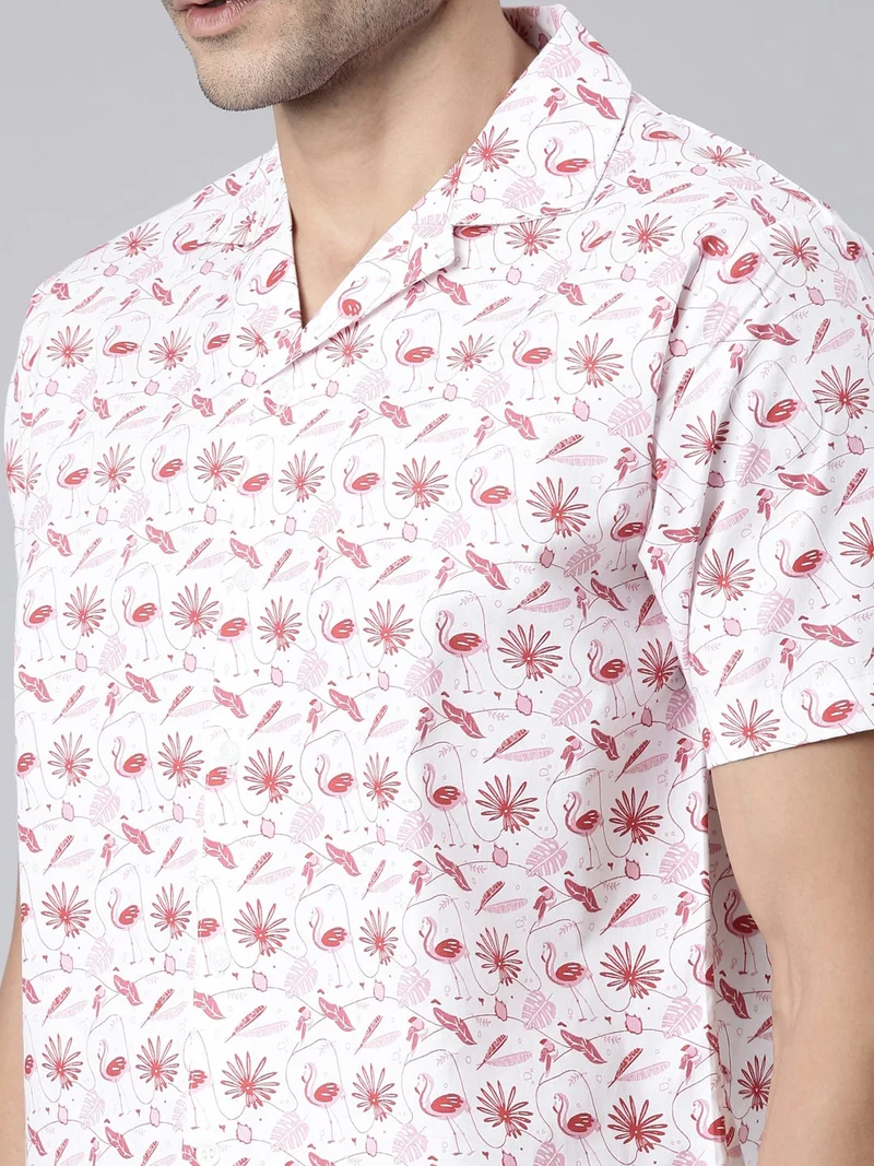 Joven  White Printed Camp Collar Casual Shirt for Men for Men | Best Price UAE
