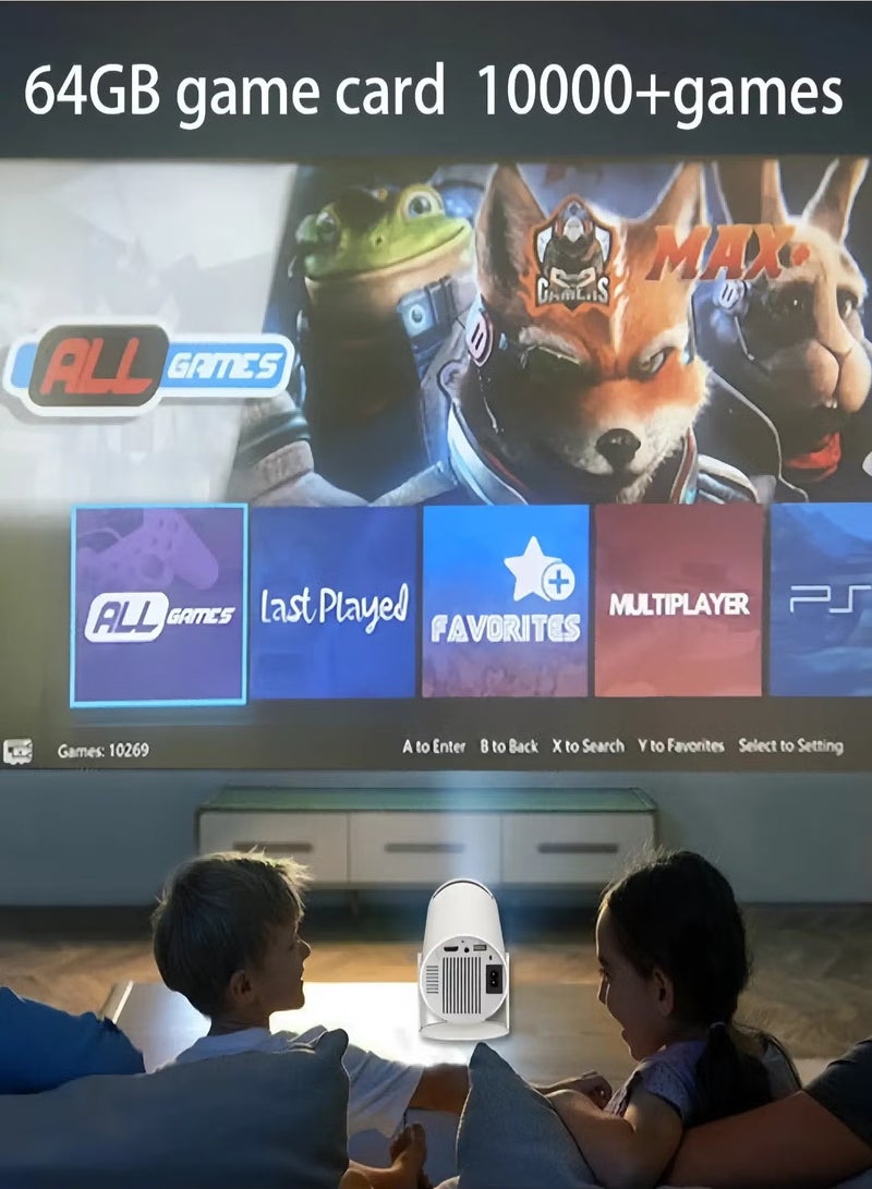 JAJEEK 4K Projector with Gaming Console | 2-in-1 Gaming Projector with 64GB Retro Games, 10000+ Classic Games, 1080P Portable Smart Projector, WiFi 6, BT 5.0, Compatible with Android, iOS, TV Box, HDMI, USB, PS4, Game Controller  - Image 3