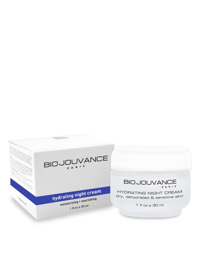 BIO JOUVANCE PARIS Hydrating Night Cream 1oz / 30ml - For Normal/Dry/Sensitive Skin | Anti Aging Face Moisturizer Hydrating Lotion | Daily Facial Skin Care Treatment Regimen | Made in France  - Image 1