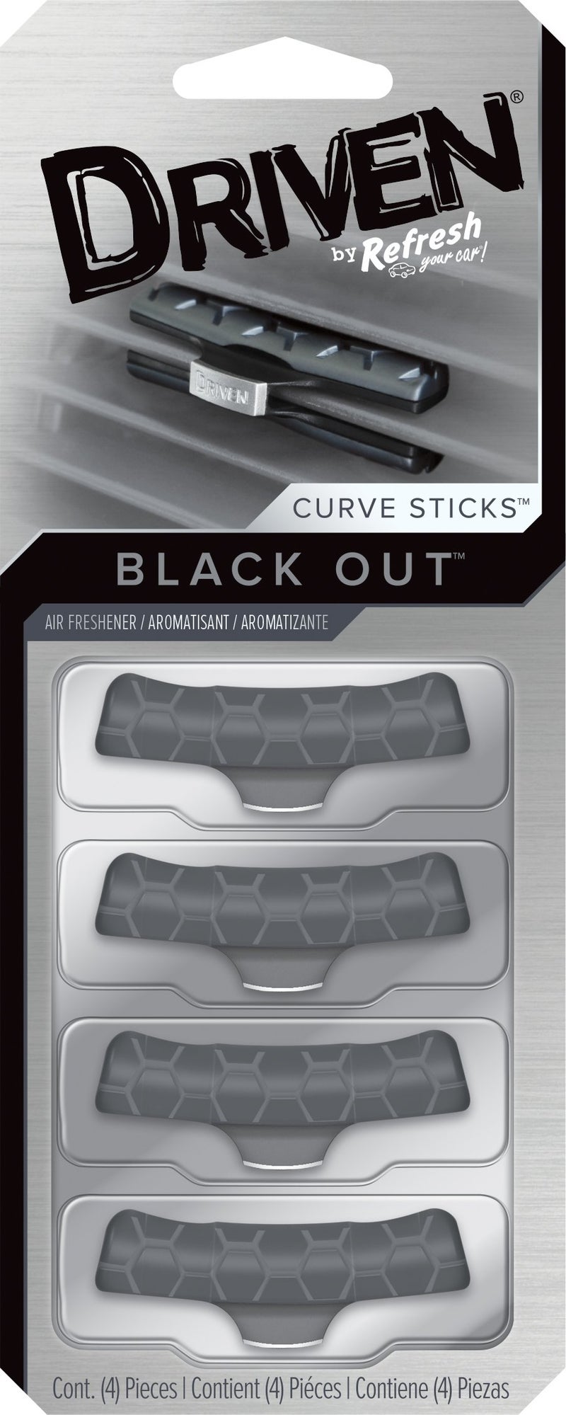 RefreshYourCar Refresh Your Car! Driven E301122100 Curve Vent Stick, 4 Per Pack, Black Out - Image 1