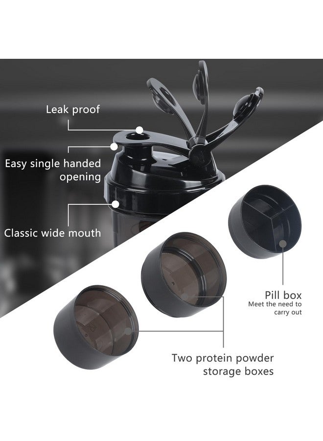NATUREKIT Shaker Bottle,Protein Shaker Bottle, 16 oz GYM Shaker Cup with shaker Ball,Shaker Cups for Protein Shakes, Drink Mixer Bottle with Storage,BAP Free,Leakproof，Black - Image 3