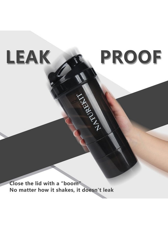 NATUREKIT Shaker Bottle,Protein Shaker Bottle, 16 oz GYM Shaker Cup with shaker Ball,Shaker Cups for Protein Shakes, Drink Mixer Bottle with Storage,BAP Free,Leakproof，Black - Image 4