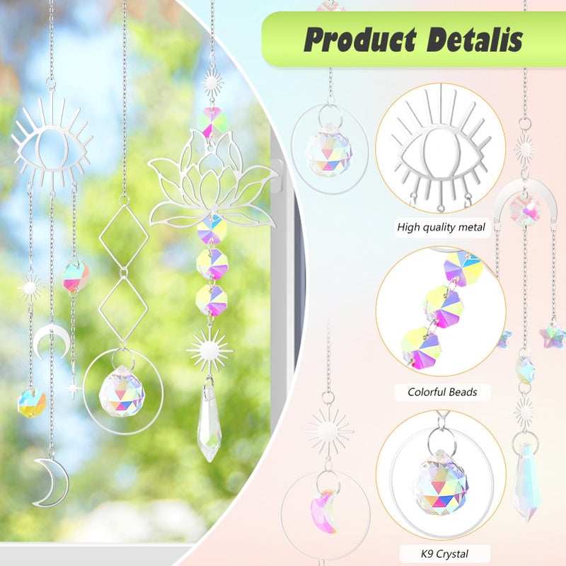 ilclviz Suncatcher Crystal Hanging Sun Catcher Prism with Chain Pendant Ornament Crystal Balls for Window 6 Pieces - Image 2