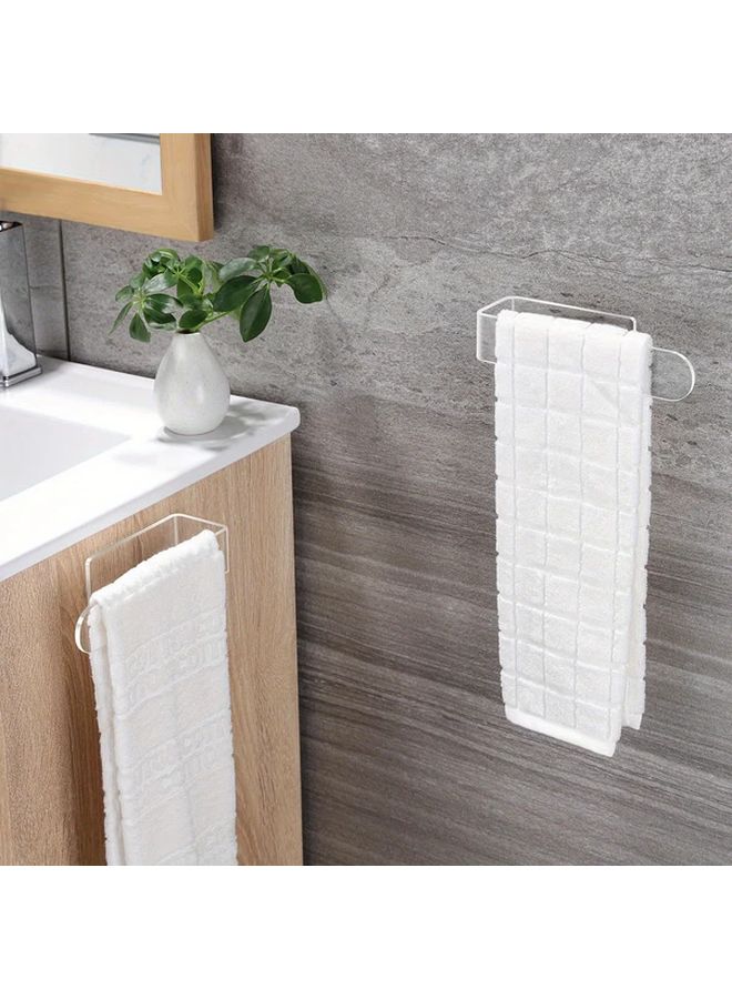 1 Pc Self Adhesive Clear Acrylic Towel Rack No Drill Wall Mounted Bathroom Kitchen Organizer With Towel Rings Hat Storage Umbrella Hook Heavy Duty Modern Suction Cup Shelf For Shower Bathtub Sink Space Saving Transparent Storage Rack Multi Purpose Easy Installation Durable Versatile Home Bathroom - Image 1