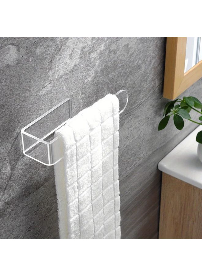 1 Pc Self Adhesive Clear Acrylic Towel Rack No Drill Wall Mounted Bathroom Kitchen Organizer With Towel Rings Hat Storage Umbrella Hook Heavy Duty Modern Suction Cup Shelf For Shower Bathtub Sink Space Saving Transparent Storage Rack Multi Purpose Easy Installation Durable Versatile Home Bathroom - Image 3