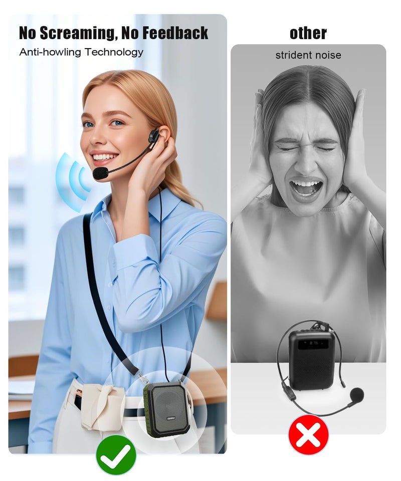 SHIDU Voice Amplifier for Teacher with Portable Microphone and Speaker, 18W Megaphone with Wired Mic Headset, IPX5 Waterproof & Rechargeable Bluetooth Speaker Systems for Tour Guide (NOT Wireless) - Image 3