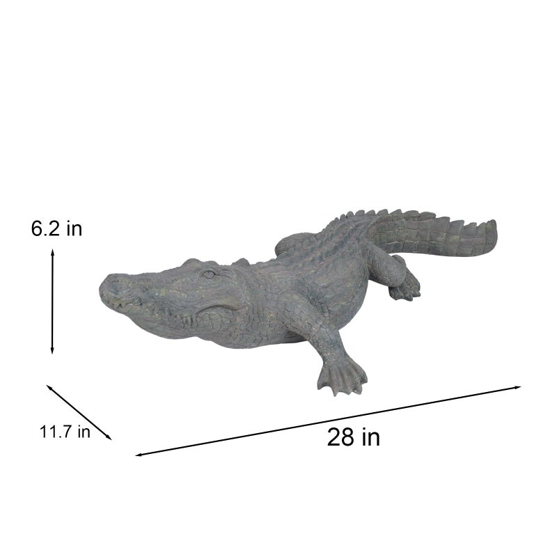 DiliComing Swamp Alligator Garden Statue - 28 Inch Realistic Crocodile Sculpture for Lawn Ornament Stalking Alligator Decor for Yard Gifts for Father 28 x 12 x 6 Inch - Image 4
