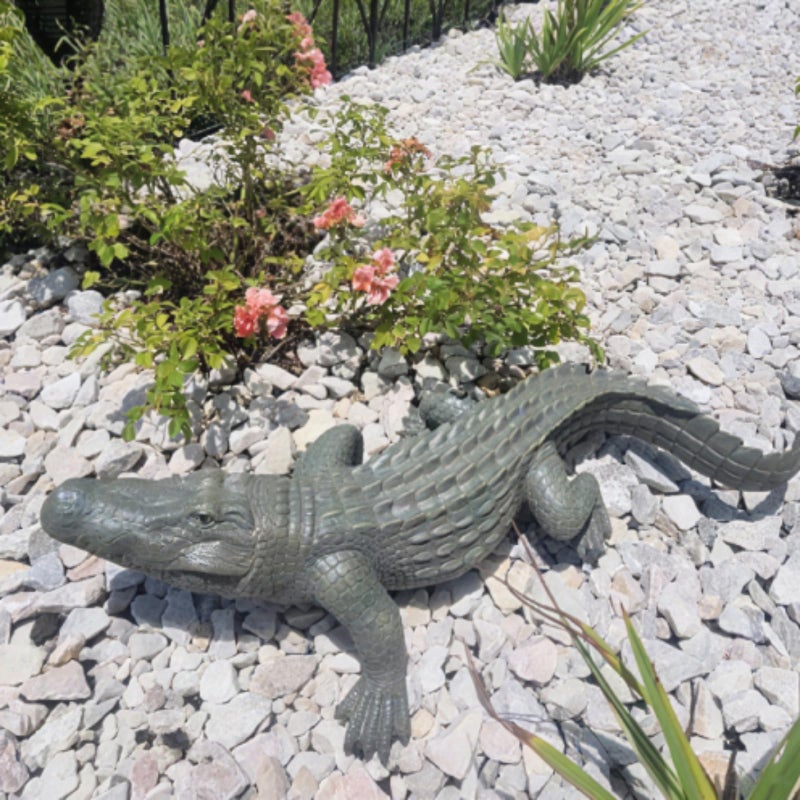 DiliComing Swamp Alligator Garden Statue - 28 Inch Realistic Crocodile Sculpture for Lawn Ornament Stalking Alligator Decor for Yard Gifts for Father 28 x 12 x 6 Inch - Image 3