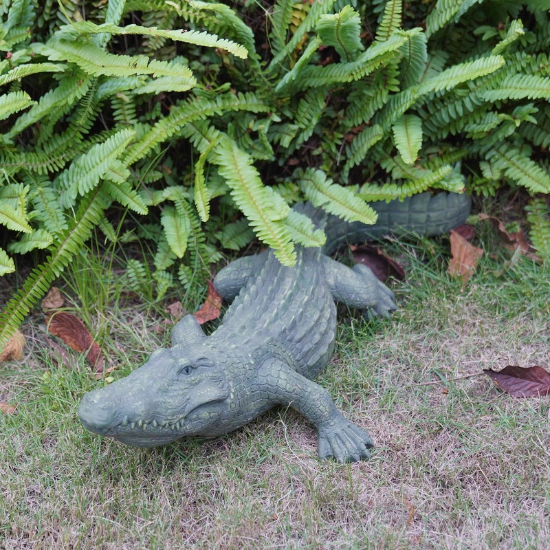 DiliComing Swamp Alligator Garden Statue - 28 Inch Realistic Crocodile Sculpture for Lawn Ornament Stalking Alligator Decor for Yard Gifts for Father 28 x 12 x 6 Inch - Image 5