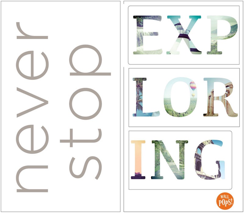 WallPops DWPQ2146 اقتباس جدار لا تتوقف عن الاستكشاف، رمادي - Image 2