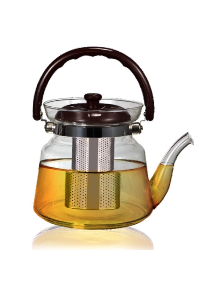 BASURRAH Clear Heat Resistant Glass Tea Coffee Pot with Infuser Fire Pitcher 0.6L 1.2L 1.4L 1.6L for Daily Use Home and Outdoor - Image 1