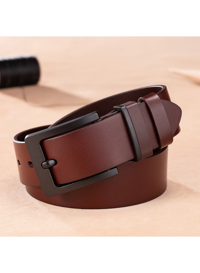 xozgdovg Premium Genuine Leather Mens Casual BeltBlack buckle coffee belt Black buckle coffee belt 