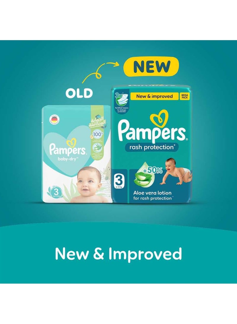 بامبرز Rash Protection Taped Diapers, Size 3, 6-10kg, +50% Aloe Vera Lotion for Rash Protection, Giant Pack - Image 2