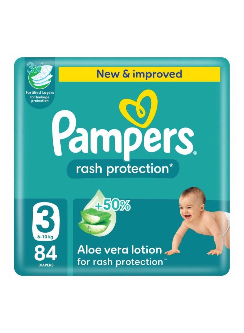 بامبرز Rash Protection Taped Diapers, Size 3, 6-10kg, +50% Aloe Vera Lotion for Rash Protection, Giant Pack - Image 1