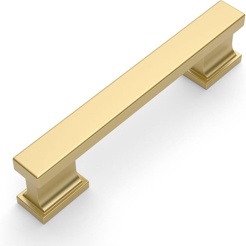 Amerdeco 10 Pack Brushed Gold Cabinet Pulls 3-3/4 Inch(96mm) Hole Center Drawer Pulls Cabinet Hardware Kitchen Cabinet Handles for Bathroom ZH00013 - Image 1