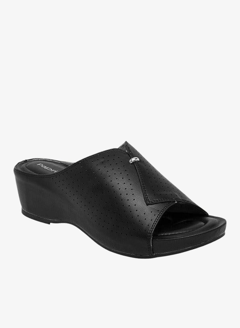 Paprika Women's Perforated Slip-On Peep Toe Sandals with Wedge Heels - Image 4