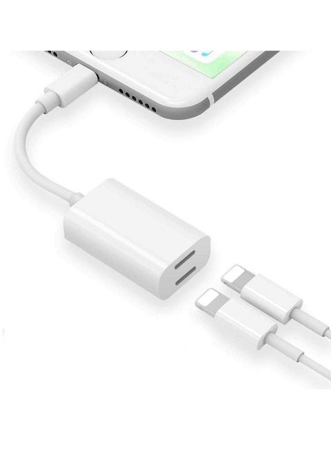 Iphone Adapter and Splitter 2 in 1 Dual Lightning Headphone Jack Aux Audio and Charge Adapter Dongle for Iphone