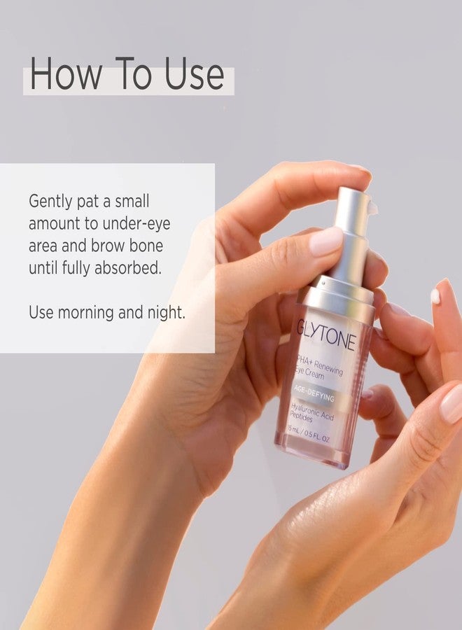 Glytone Age-Defying PHA+ Renewing Eye Cream for Wrinkles| Anti aging Under Eye Cream with Hyaluronic Acid Peptides| Targets Puffiness, Bags, Wrinkles & Dark Circles| Brightening Moisturizer| 0.5 Fl oz - Image 4