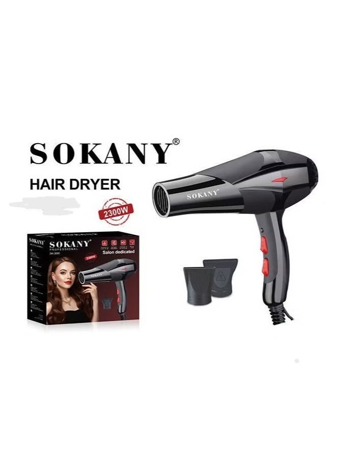 Sokany Hair Dryer 2300 Watt Hot Cold Motor 2 Speed ​​Black HS-3618 - Image 1
