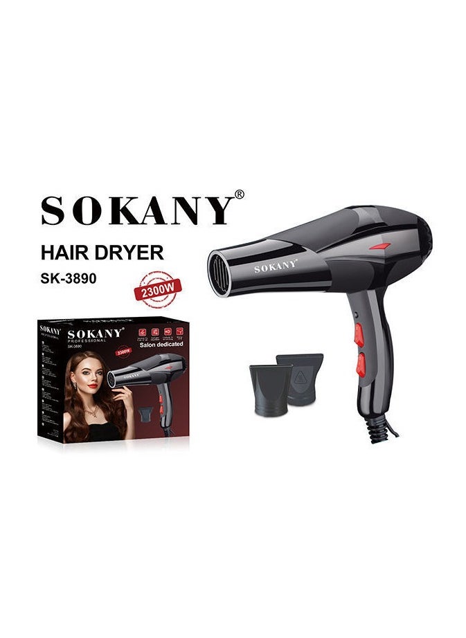 سوكاني مجفف شعر سوكاني 2300 وات بارد ساخن موتور 2 سرعة لون اسود HS-3618  - Image 1