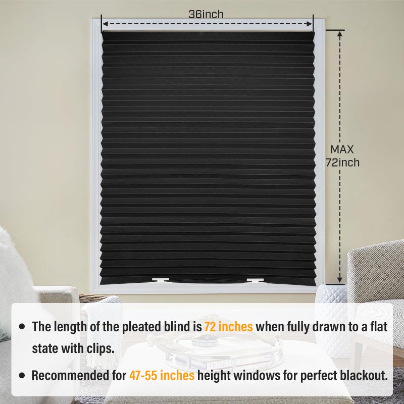 Touri 6 Packs Blackout Blinds, Temporary Blinds for Windows, Easy to Cut and Install, Window Shade 36" W x 72" L, Black Out Window Cover with 12 Clips, Black - Image 4